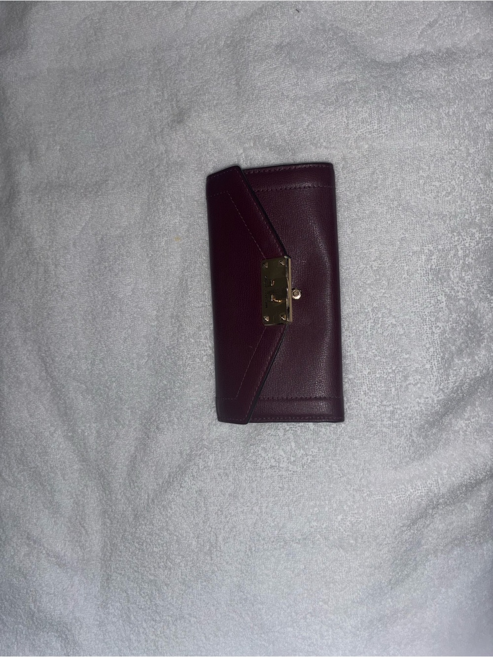 Michael Kors Burgundy Leather Envelope Wallet with Gold Hardware